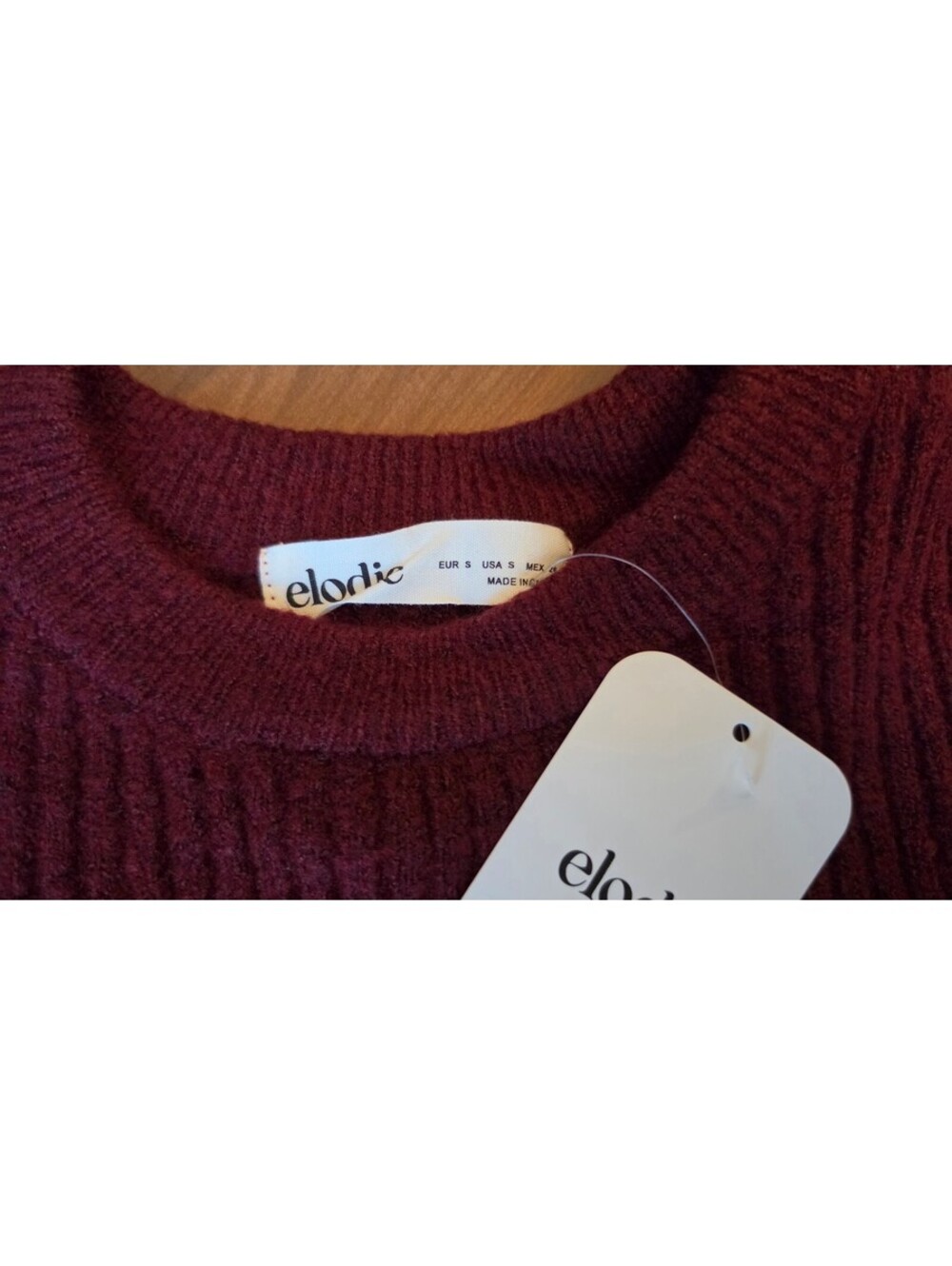 NWT Elodie Drop Shoulder Cropped Knit Sweater Maroon Wine, Small, 246 - Picture 5 of 6